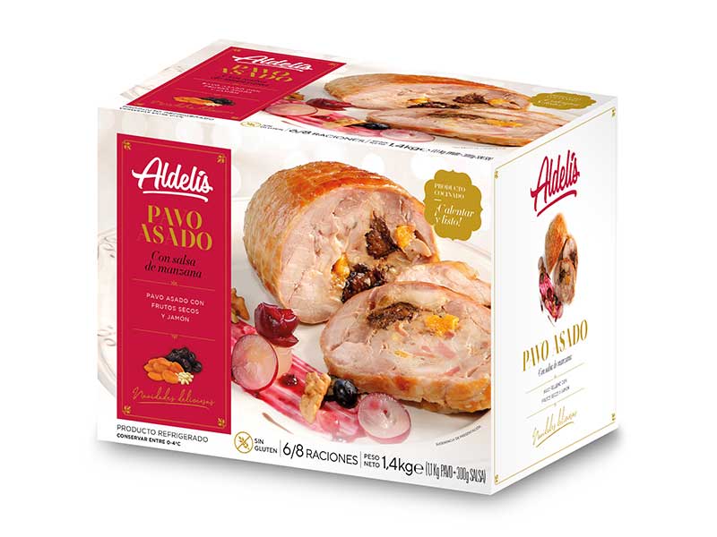 Muslo de Pavo asado relleno con frutos secos y jamón envasado